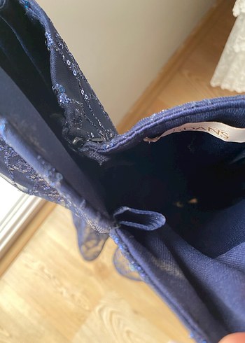 Straplez Lacivert mezuniyet Elbise - Görsel 3