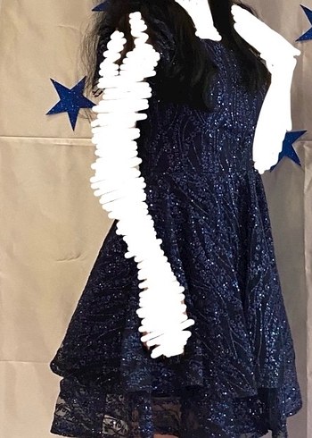 Straplez Lacivert mezuniyet Elbise - Görsel 4