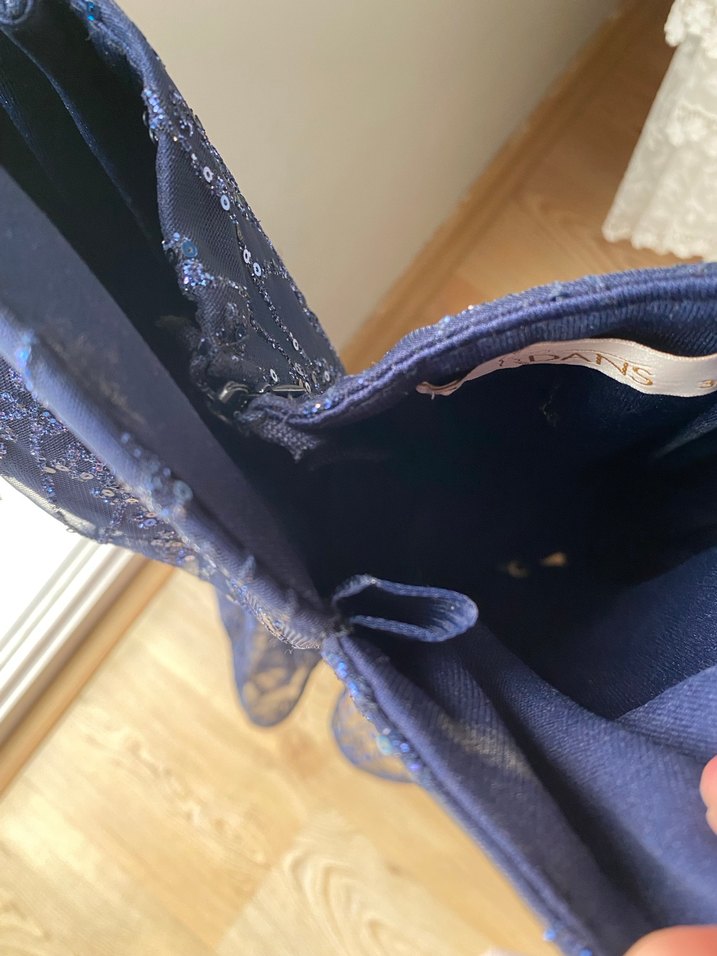 Straplez Lacivert mezuniyet Elbise - Görsel 3