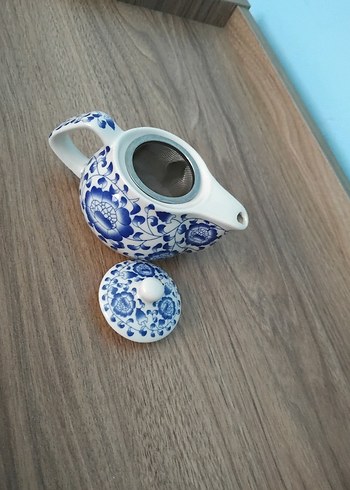 Beden mavi Renk Mavi Çiçek Desenli Renkli Mini Çaydanlık