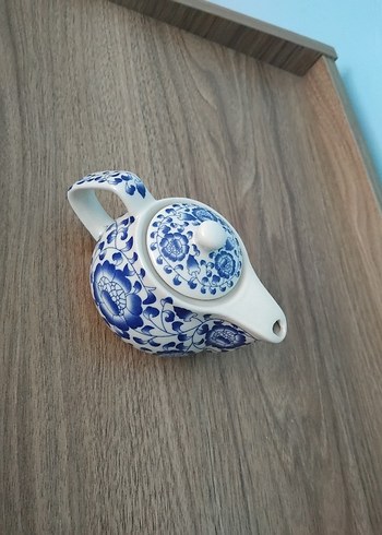 Diğer Mavi Çiçek Desenli Renkli Mini Çaydanlık