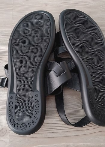 Siyah Minimalist Tokalı Erkek Sandalet İnci Marka - Görsel 5