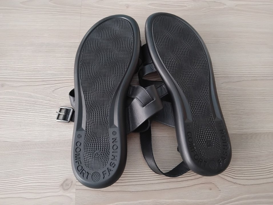 Siyah Minimalist Tokalı Erkek Sandalet İnci Marka - Görsel 5