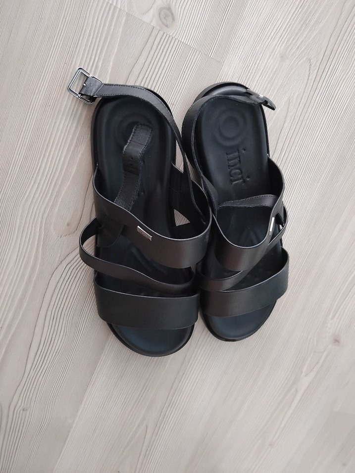 Siyah Minimalist Tokalı Erkek Sandalet İnci Marka - Görsel 3