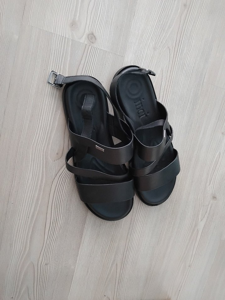 Siyah Minimalist Tokalı Erkek Sandalet İnci Marka - Görsel 2