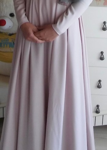 Pembe Uzun Kollu Abiye Elbise