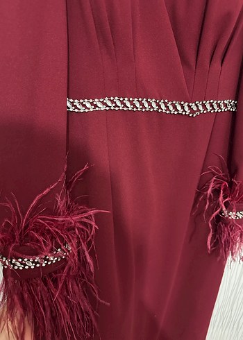 Abiye Strems Tesettür Bordo Abiye