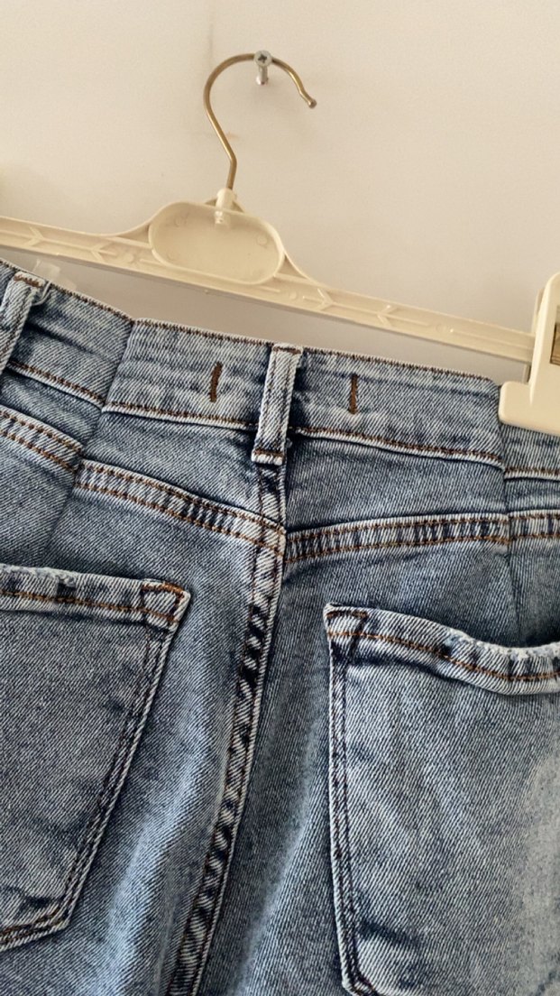 Gri Mavi Bol Kesim Midi Jean Kadın Pantolon - Görsel 3