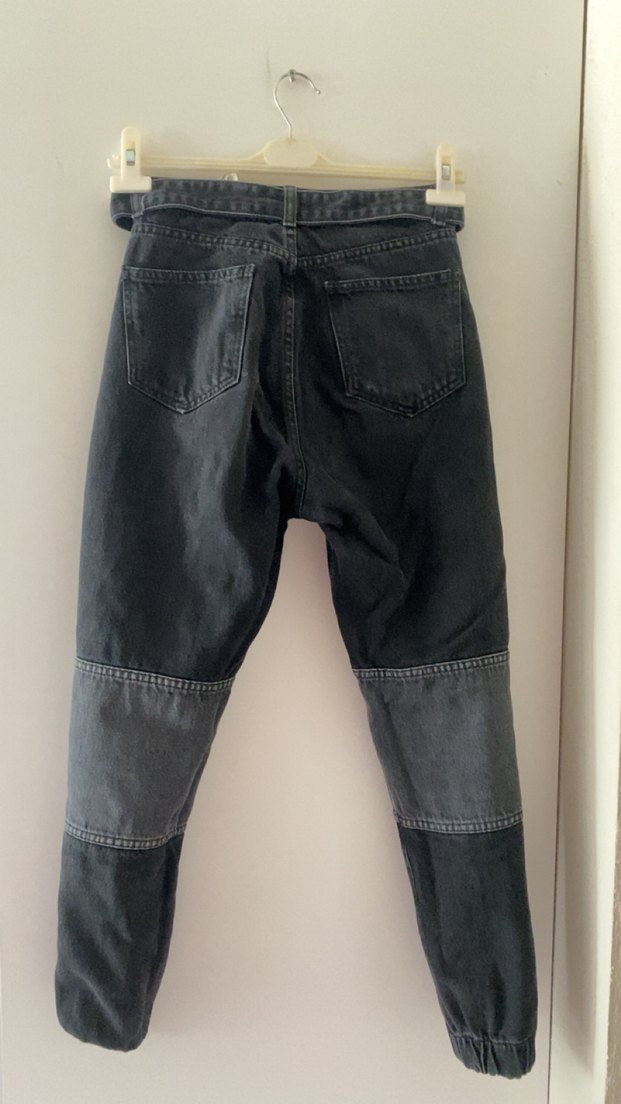 Gri Kemerli Loose Fit Denim Pantolon - Görsel 2