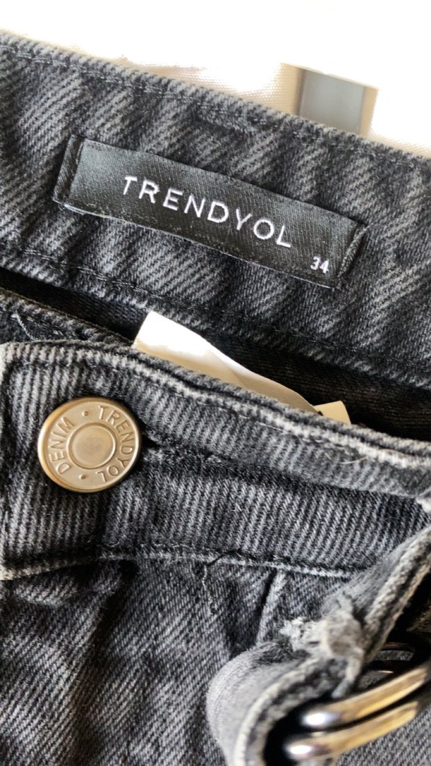 Gri Kemerli Loose Fit Denim Pantolon - Görsel 3