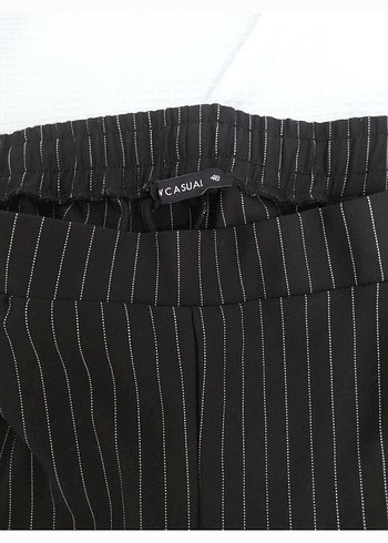 LC Waikiki Kadın Siyah Çizgili Pantolon
