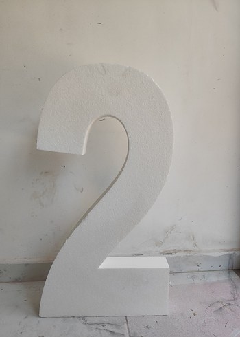 Beyaz Dekoratif 2 Rakam strafor90x10