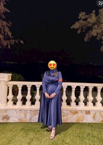 Uzun Kollu abiye lacivert elbise
