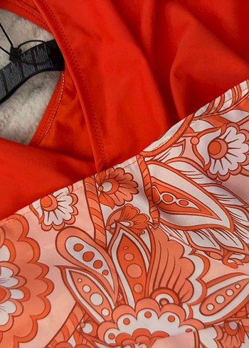 Koyu Turuncu Drapeli Kadın Mini Mayo - Görsel 6