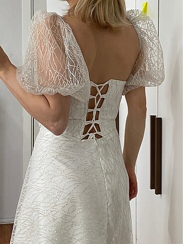 Ekru simli elbise - Görsel 6