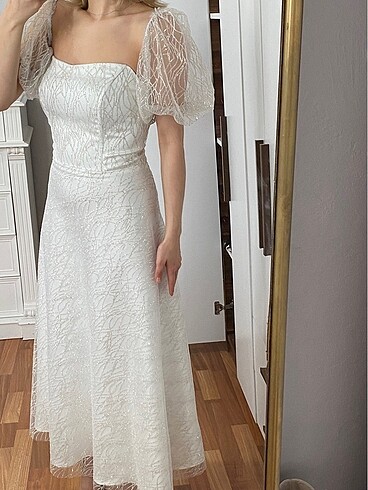 Ekru simli elbise - Görsel 5