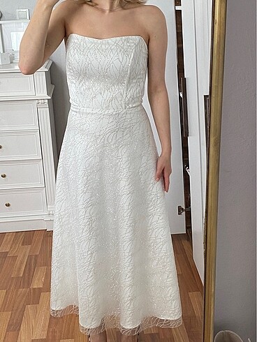 Ekru simli elbise - Görsel 9