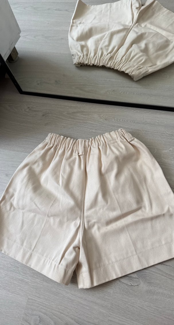 Bej Pamuklu Mini Şort - Görsel 3