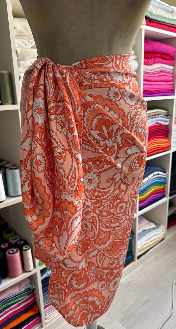 Drapeli Turuncu Bohem Kadın Pareo - Görsel 2