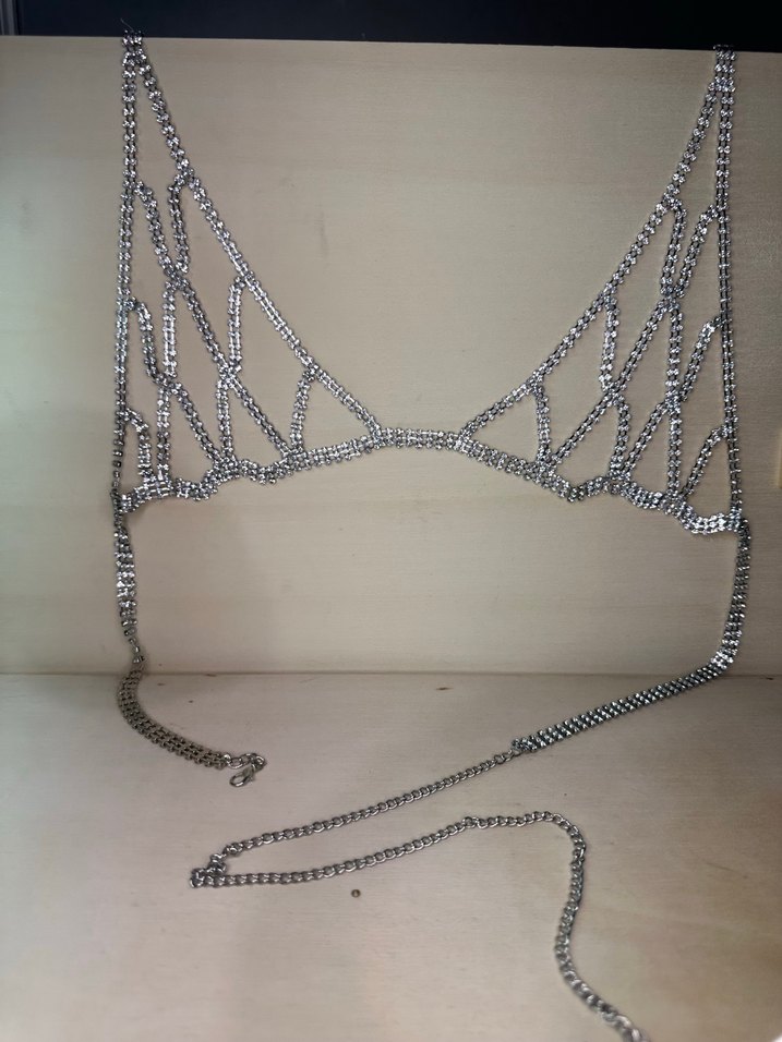 Taşlı Büstiyer Zincir Detaylı Body Zinciri - Görsel 4