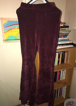 m Beden bordo Renk Bershka Kadife Bordo Pantolon 