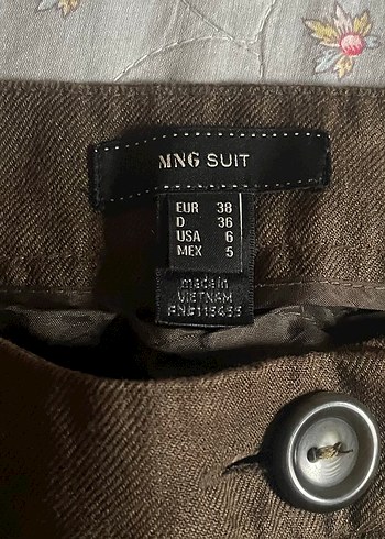 Düğmeli Kahverengi Keten Midi Etek - Görsel 4