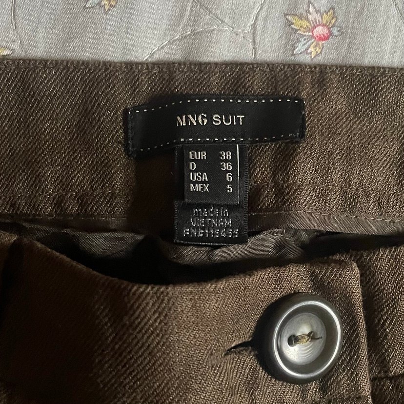 Düğmeli Kahverengi Keten Midi Etek - Görsel 4