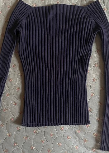 Kadın Mor Triko Bot Yaka Kazak - Görsel 3