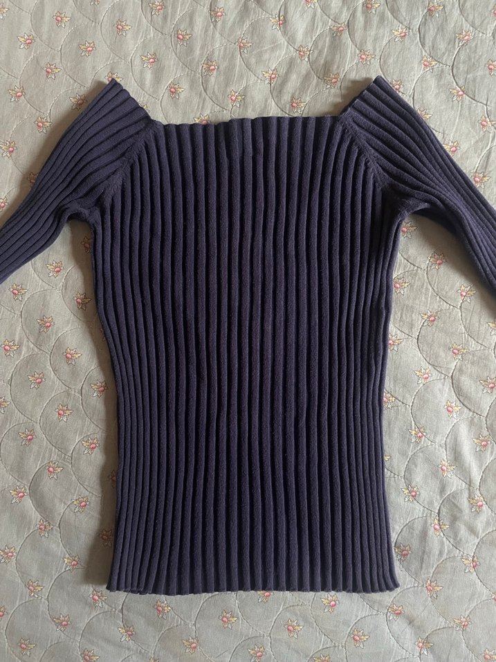 Kadın Mor Triko Bot Yaka Kazak - Görsel 2