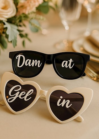 2li gelin damat düğün gözlüğü kişiye özel