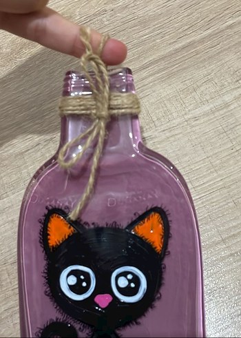 Mor Kedi Figürlü Cam Kedi aksesuar - Görsel 5