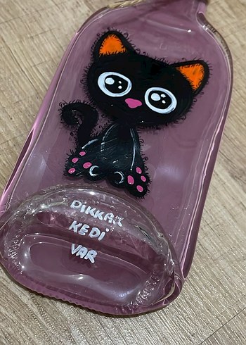 Mor Kedi Figürlü Cam Kedi aksesuar - Görsel 3