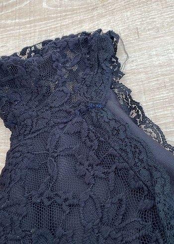 Dantel Detaylı Siyah Kadın Elbise - Görsel 8