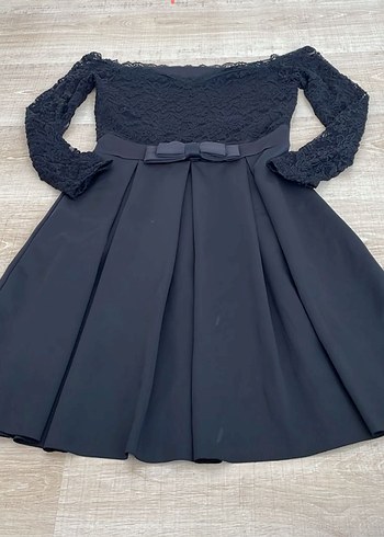 Dantel Detaylı Siyah Kadın Elbise - Görsel 2