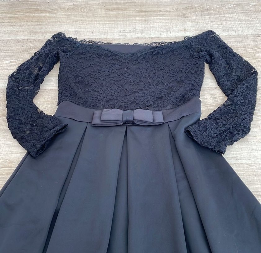 Dantel Detaylı Siyah Kadın Elbise - Görsel 3