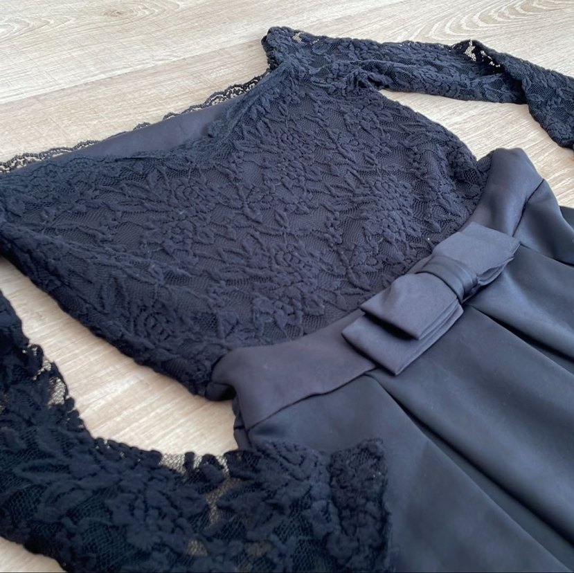 Dantel Detaylı Siyah Kadın Elbise - Görsel 4