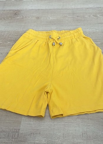 Sarı Kemerli Mini Kadın Eşofman Altı - Görsel 3