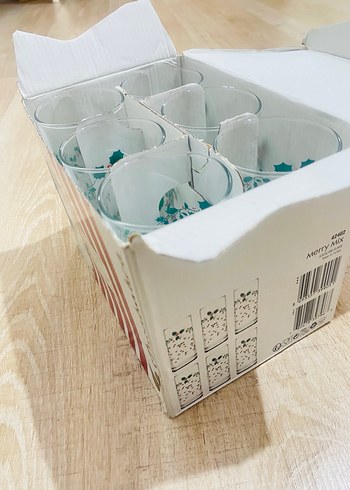 Yılbaşı Çiçek Desenli 6'lü Cam Bardak Seti - Görsel 6