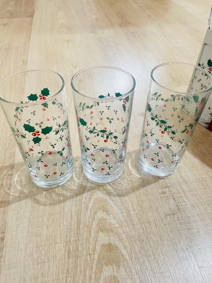Yılbaşı Çiçek Desenli 6'lü Cam Bardak Seti - Görsel 3