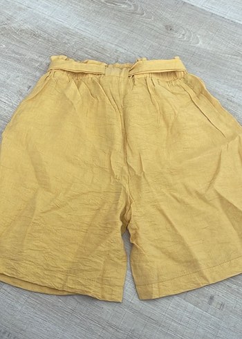 Kadın Sarı Keten Kemerli Rahat Pantolon - Görsel 4