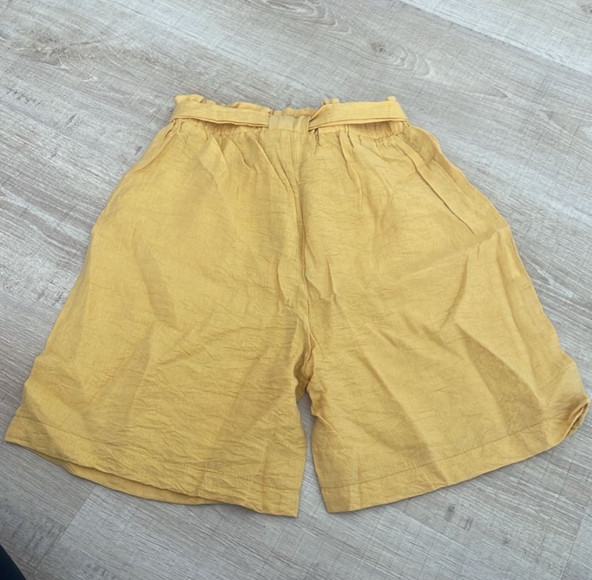 Kadın Sarı Keten Kemerli Rahat Pantolon - Görsel 4