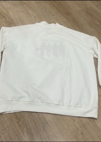 Beyaz Baskılı Rahat Kadın Sweatshirt - Görsel 7