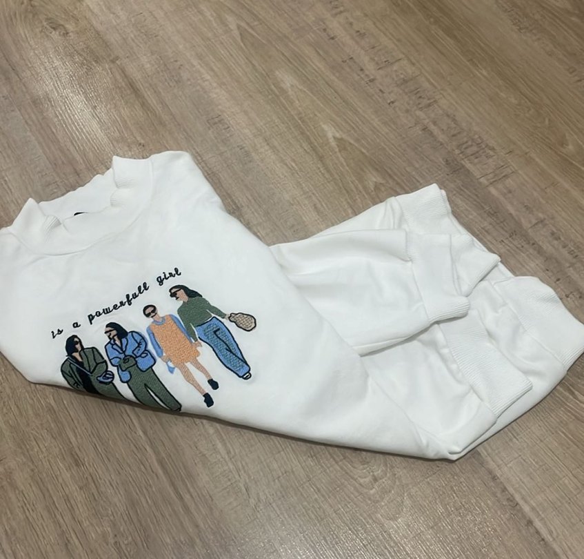 Beyaz Baskılı Rahat Kadın Sweatshirt - Görsel 2