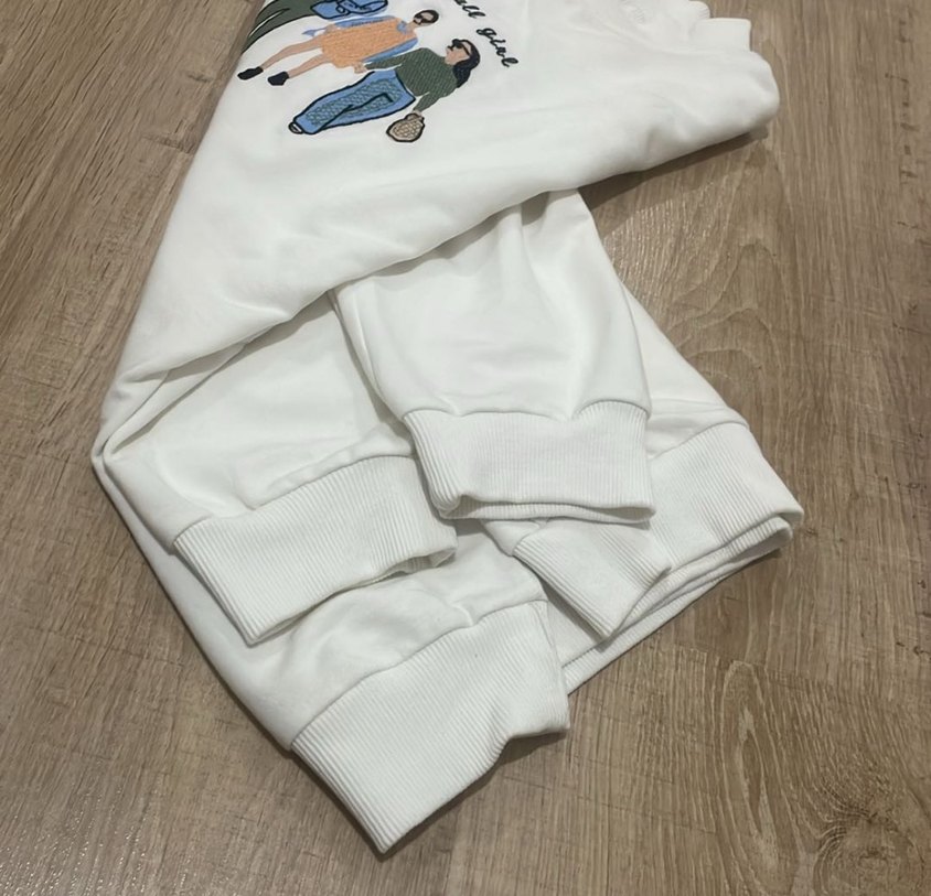 Beyaz Baskılı Rahat Kadın Sweatshirt - Görsel 3