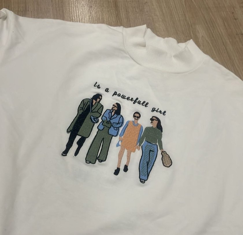 Beyaz Baskılı Rahat Kadın Sweatshirt - Görsel 5