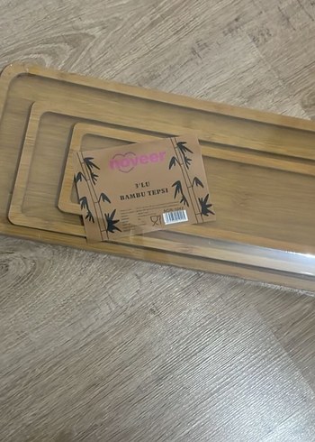 Koyu Kahverengi Ahşap Tepsi Seti - Görsel 4