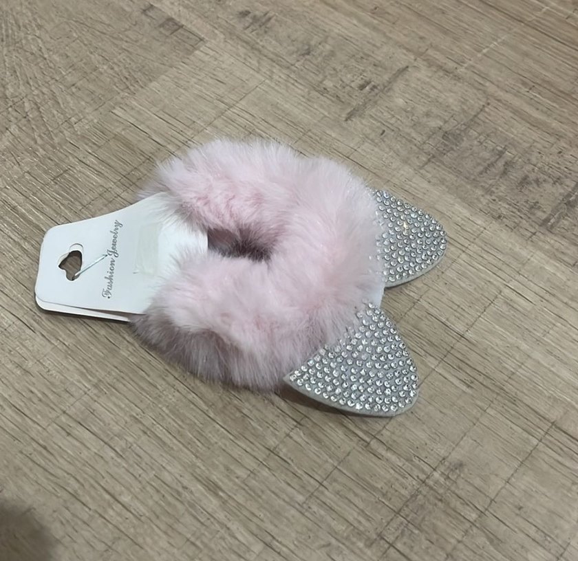 Pembe Tüylü taşlı toka - Görsel 3