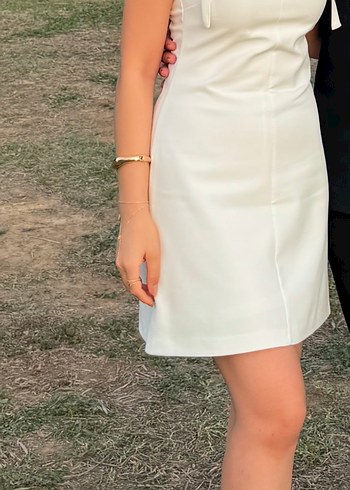 Zara Beyaz Mini Fiyonk Detaylı Elbise - Görsel 5