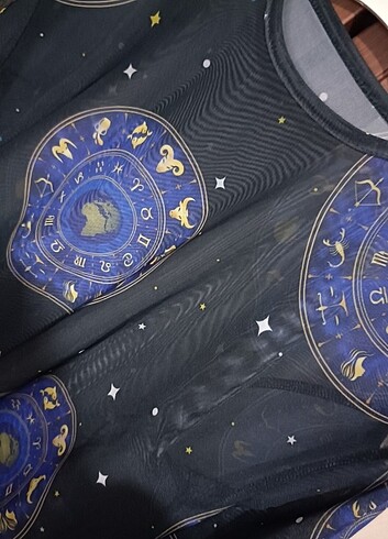 Diğer Astroloji Desenli Tül Elbise