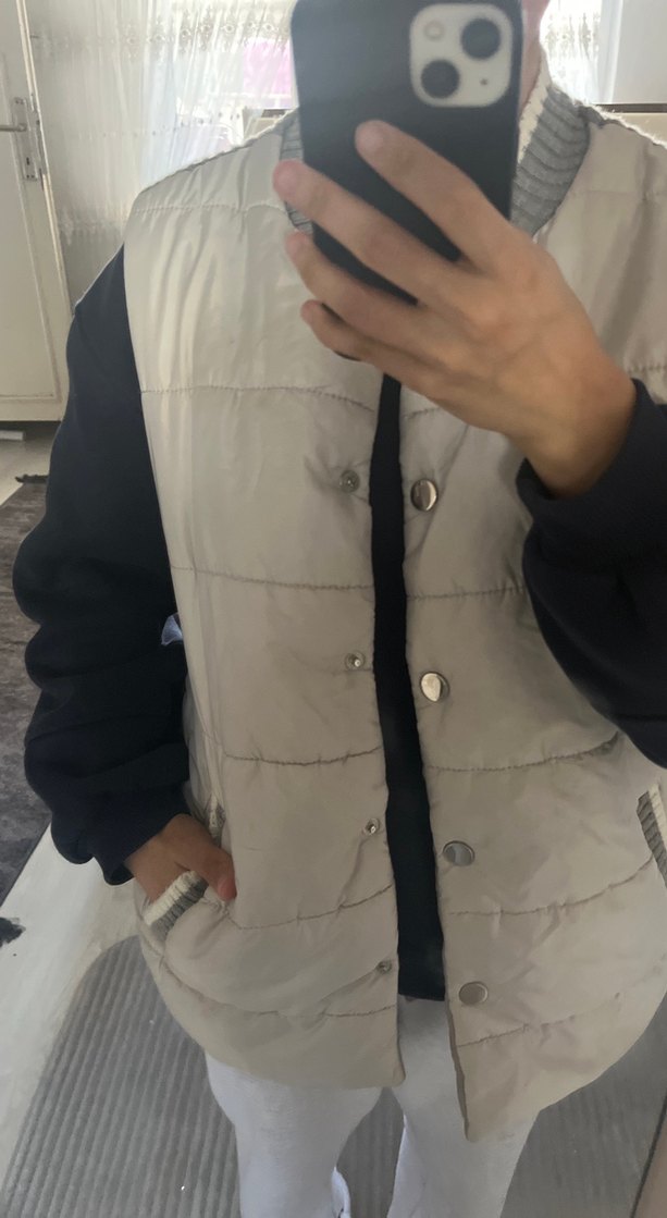 Düğmeli Gri Kadın Midi Yelek - Görsel 3